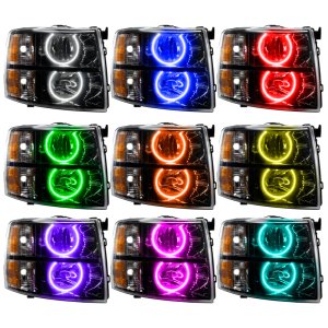 Chevrolet Silverado Headlight Assembly - ORACLE Lighting - SMD HL - Round Style - ColorSHIFT - Black - `07-`13 Chevrolet Silverado Headlight Assembly - ORACLE Lighting - SMD HL - Round Style - ColorSHIFT - Black - `07-`13